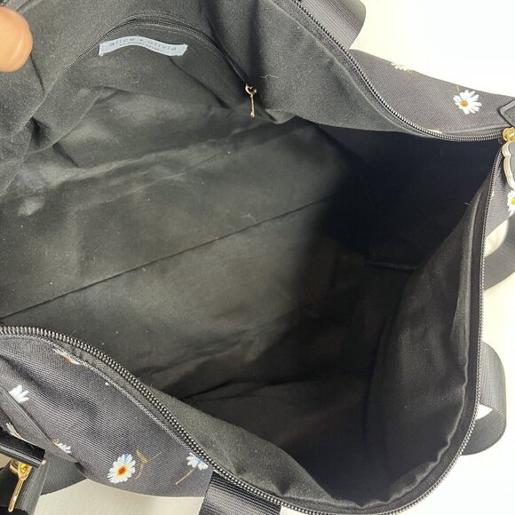 Alice + Olivia By Stacey Bendet Black Tote Bag Daisy Flowers 3 Straps Top Zip - Picture 6 of 10